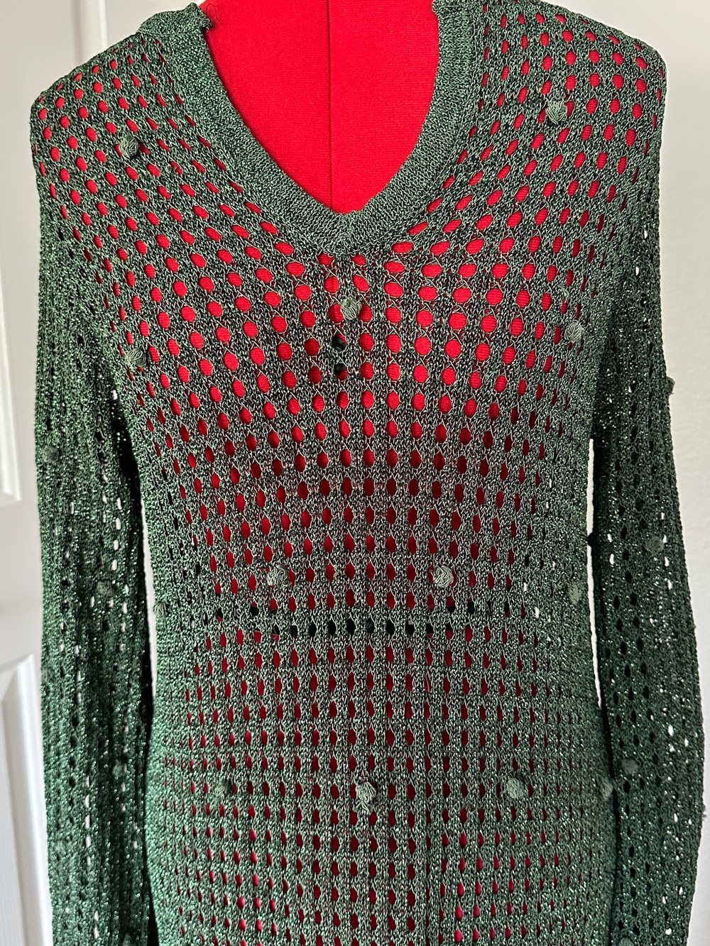 Zara swim cover V-Neck dress in Deep Green small to medium